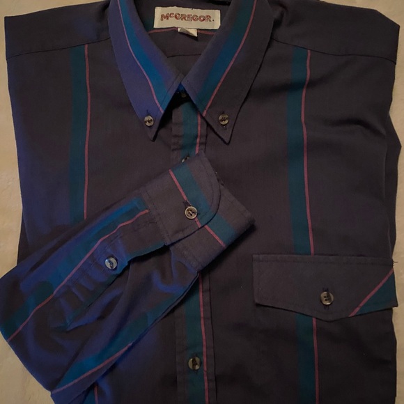 Y2K Vintage McGregor Striped Button-down Shirt, Purple Green Pink Men’s Medium - Picture 5 of 14